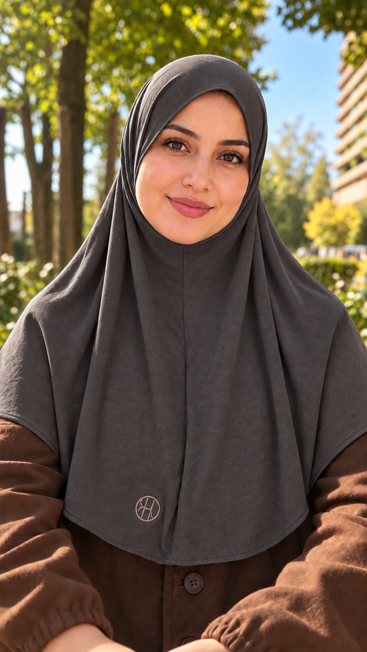 Breathable Instant Hijab – Charcoal Grey