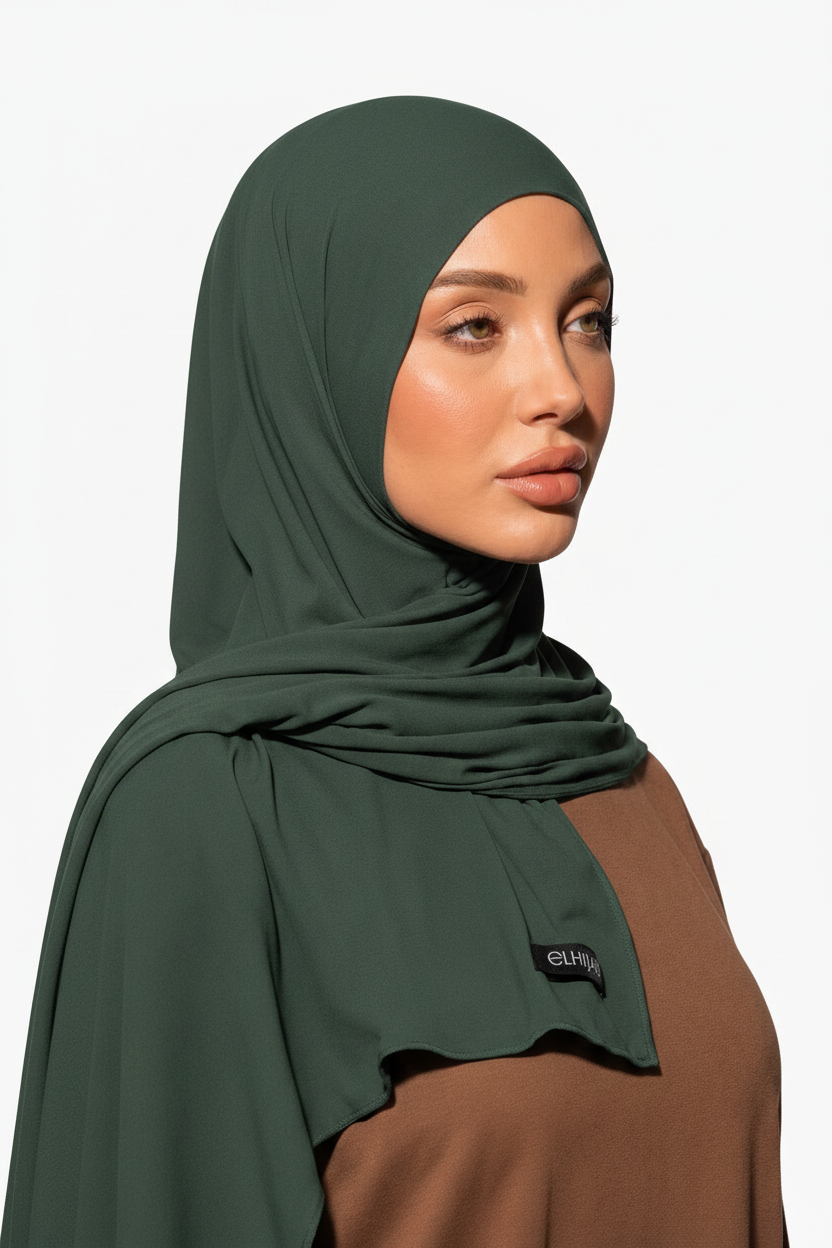 Donkergroene hijab portret